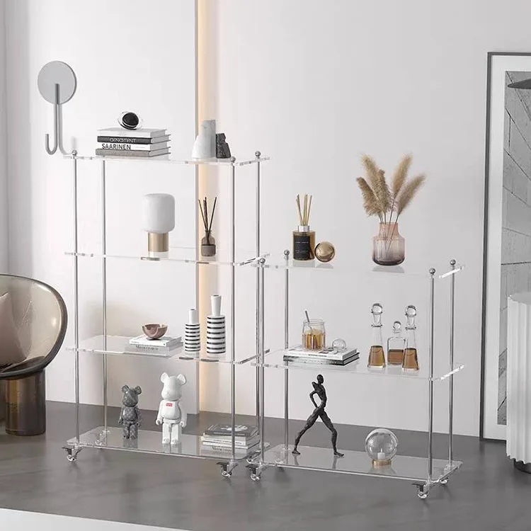 New Customized Assembly Rolling Clear Lucite Perspex Side Table