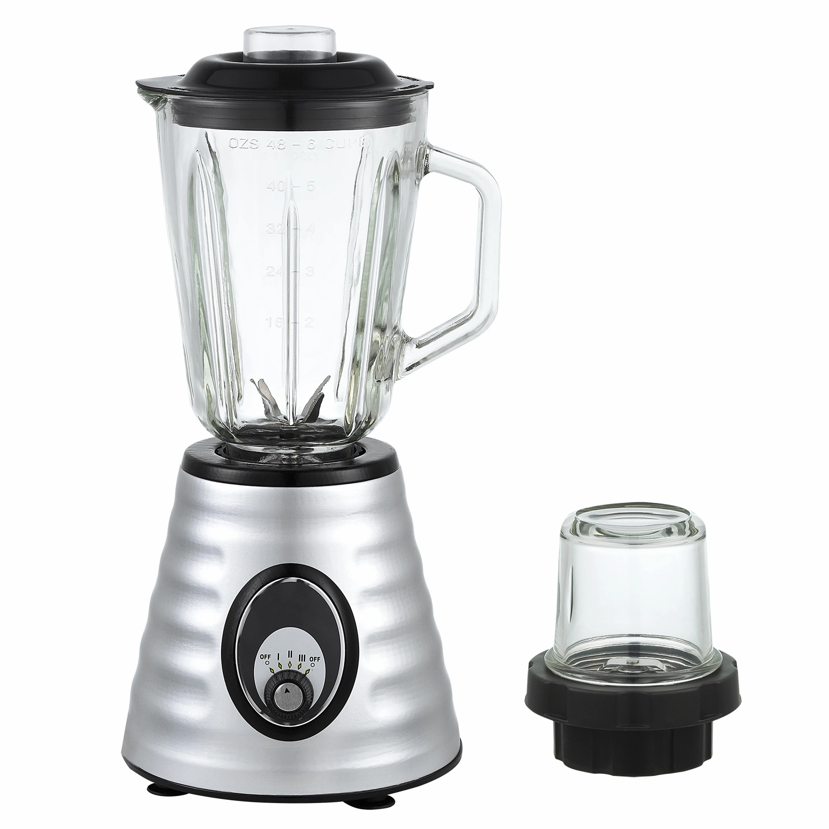 600W 3 Speeds 2 In 1 Stainless Body 1.5L Glass Jar Powerful Electric Blender Powerful Ice Crushing Blender