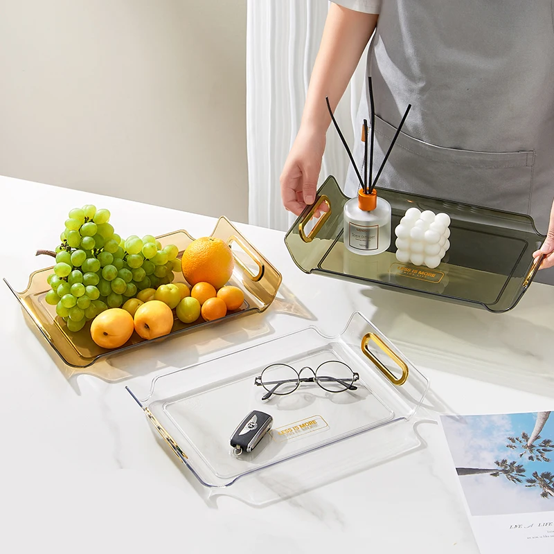 Hot Sales Factory Direct Sale Light Luxury Clear Serving Tray Nordic Modern Acrylic Trays with handles