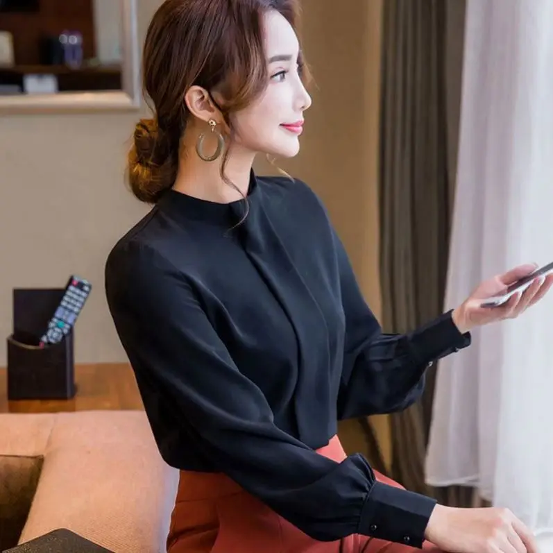 2021 Wholesale Popular Large Plus Size Women Chiffon Blouse High Quality Breathable Long Sleeve Office Formal Loose Blouse