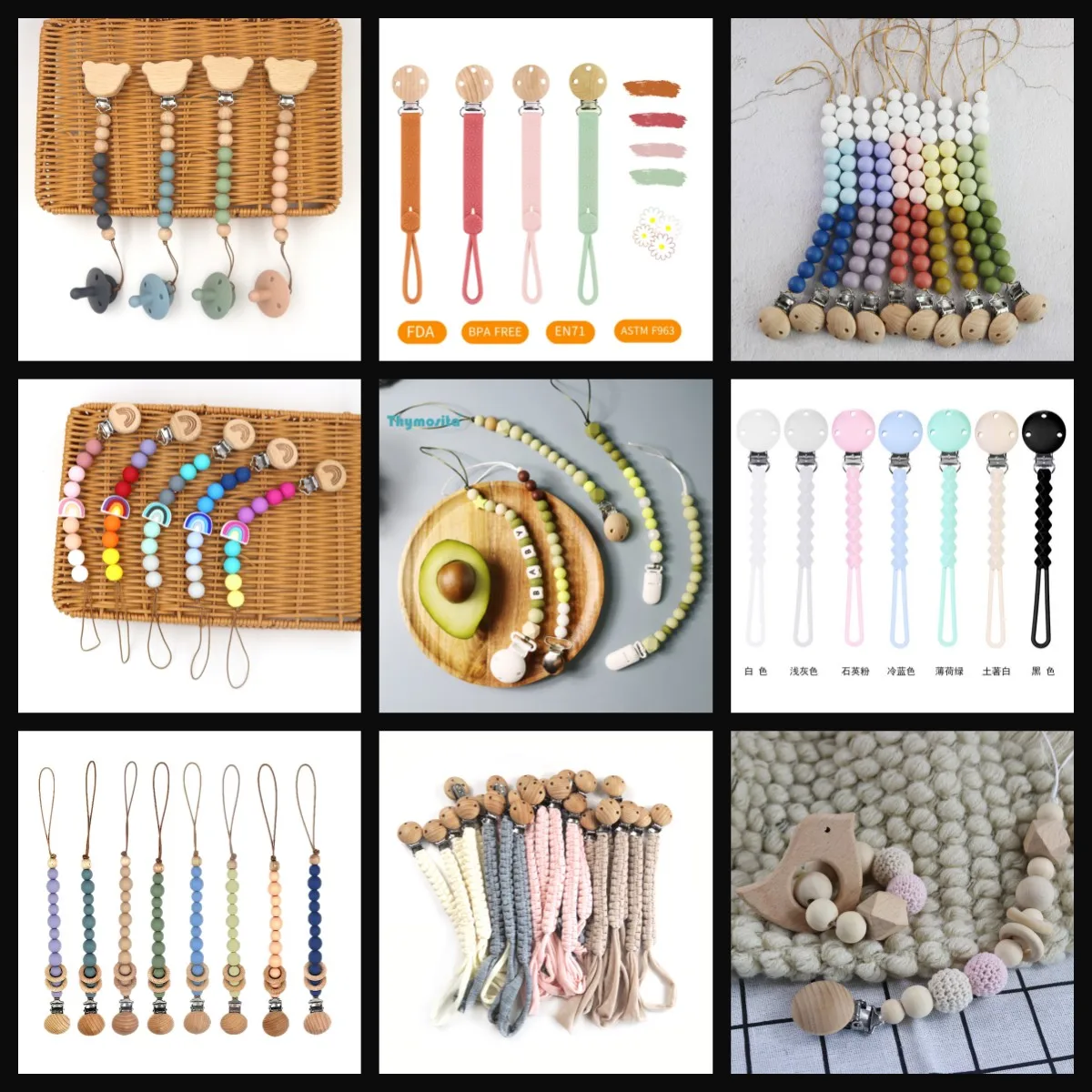 Macrame Baby Pacifier Clip Woven Cotton Rope Pacifier Chain Dummy Clip Nipple Holder Kids Teether Anti-drop