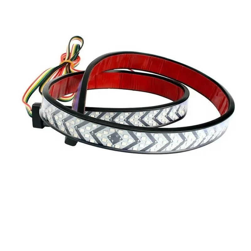 12V Car LED Pickup Arrow Red LED Flowing Yellow Turn Signal Lamp Scanning Brake LED Light Bar 100 150cm Reverse Tail Light Strip