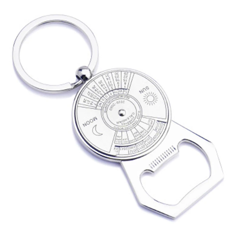New Arrival Unique Creative Gift Wine Beer Bottle Opener 50 Years Perpetual Compass Calendar Mini Keychain