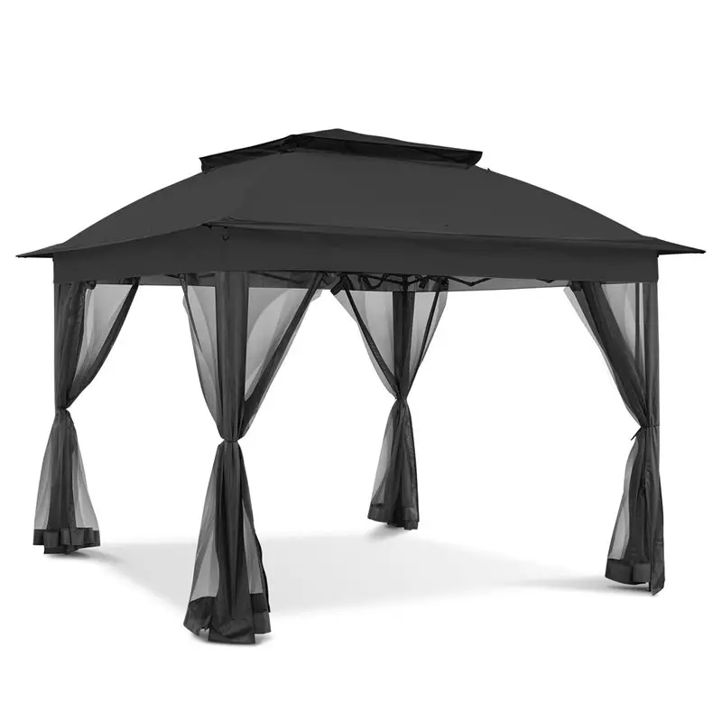 High Quality Solid Hardtop Gazebo Tent Backyard Garden Gazebo Outdoor Deluxe Steel Deluxe Gazebo with Sidewall