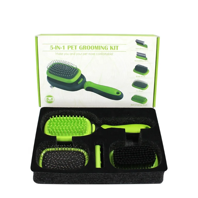 Amazon Hot 5 in 1 Pet beauty set Cat Grooming Tool Pet Hair Remover Dog Brush Comb