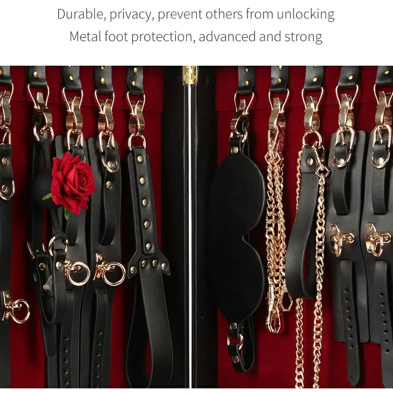 Free Custom Box - Luxury 10pcs Bed Bondage Set Genuine Leather BDSM Kits Restraint Handcuffs Collar Erotic Adult Sex Games