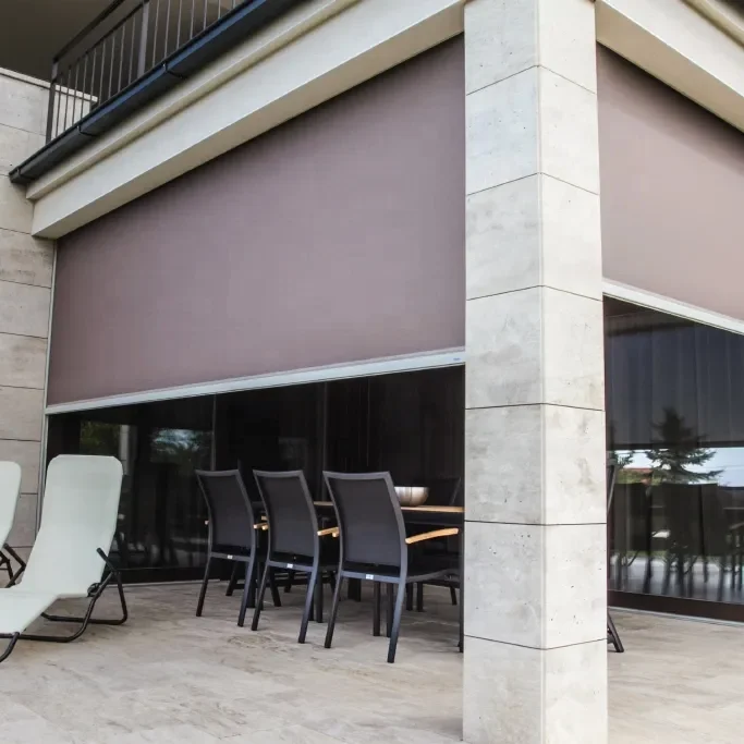 Smart Electric Roller Blinds PVC Waterproof Fabric Motorized Vertical Curtain Raised Blinding Zip Screen Shade