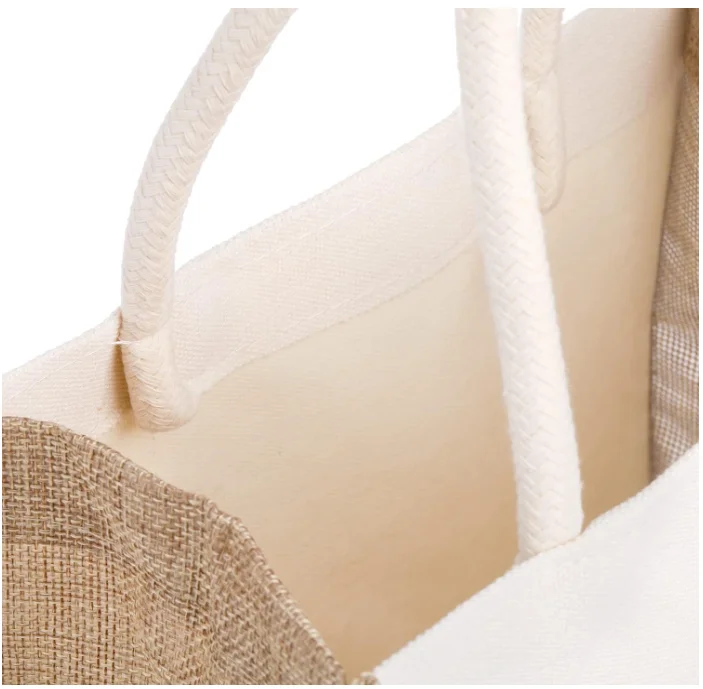 recycled Small Blank Canvas Gift jute Bag for Women Bridesmaid Wedding Burlap Tote Bag Mini Jute Canvas tote Bag with Handles