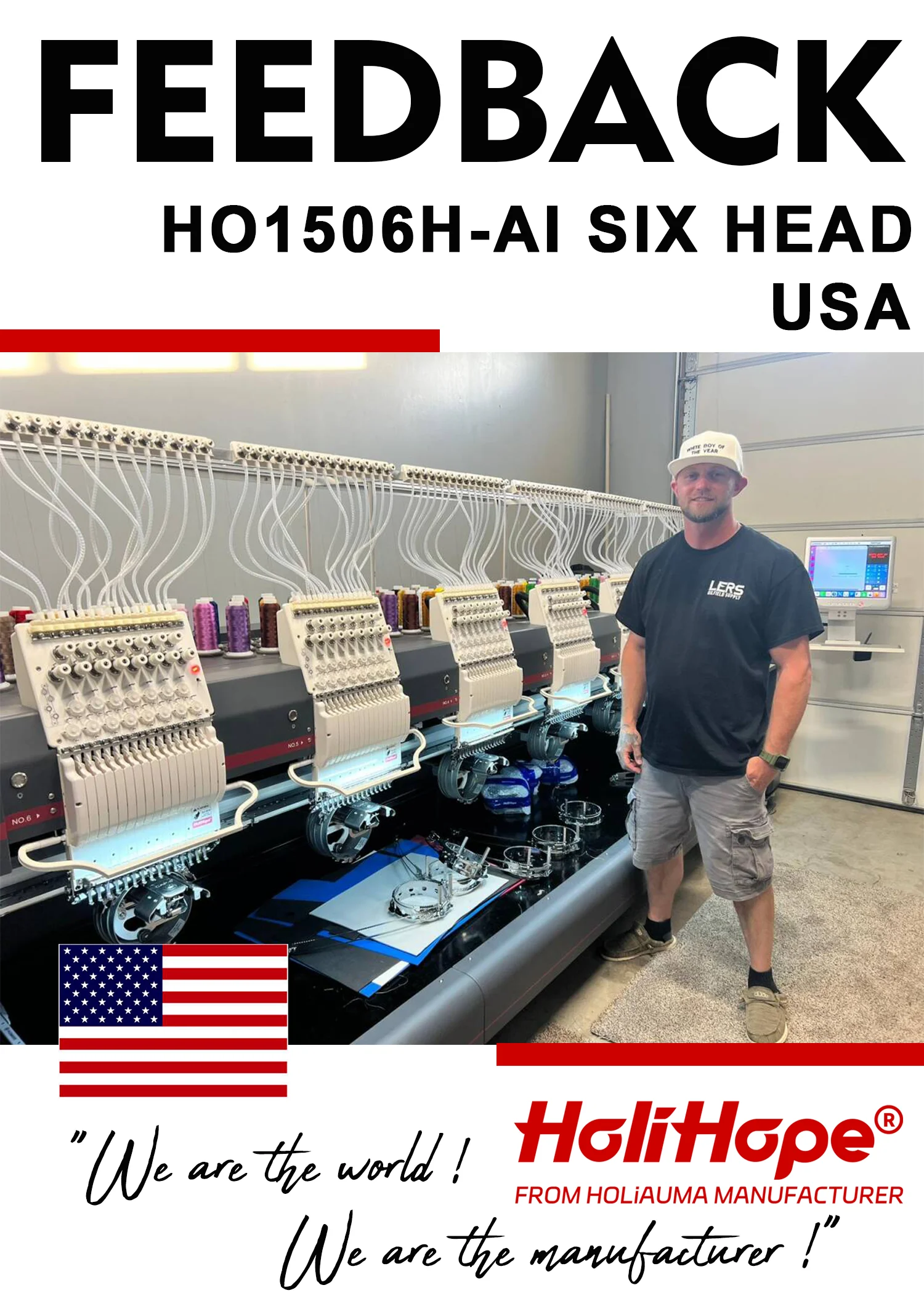 10 Years Warranty Holiauma Holihope 6 head computerized cheap embroidery machine quality like barudan embroidery machines sale