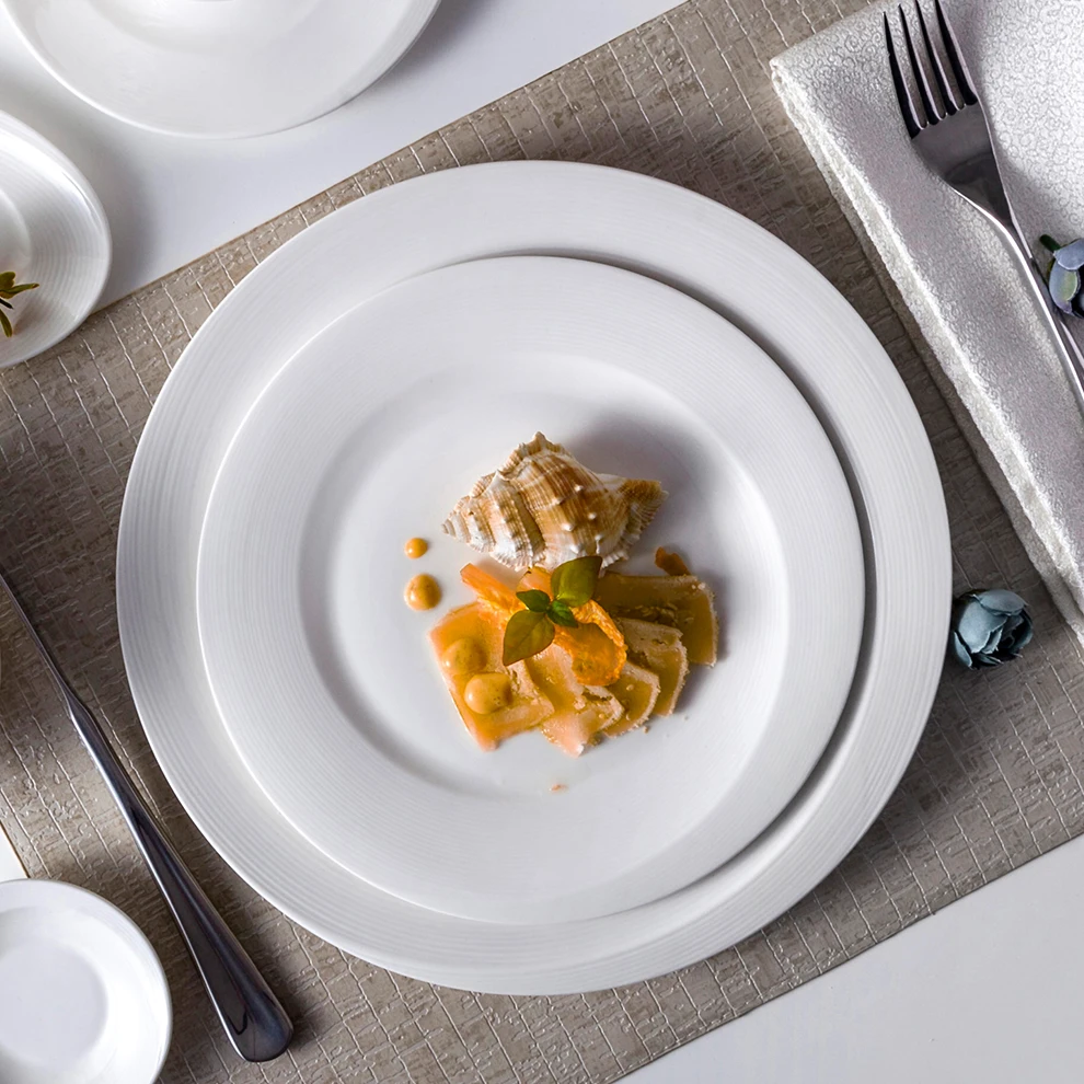 Unique Design Porcelain Banquet Dinnerware Wedding White Ceramic Dinner Set Cheap Stock Restaurant Tableware