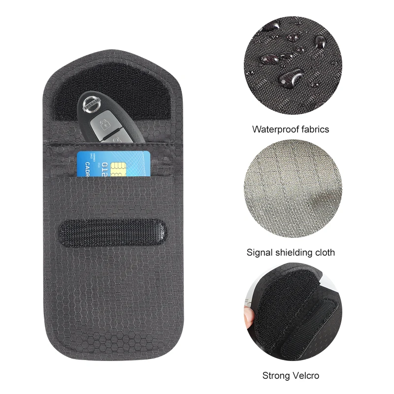 Anti-theft Two Pocket Waterproof Faraday Bag Key Fob High Quality Signal Blocker Car Key Pouch