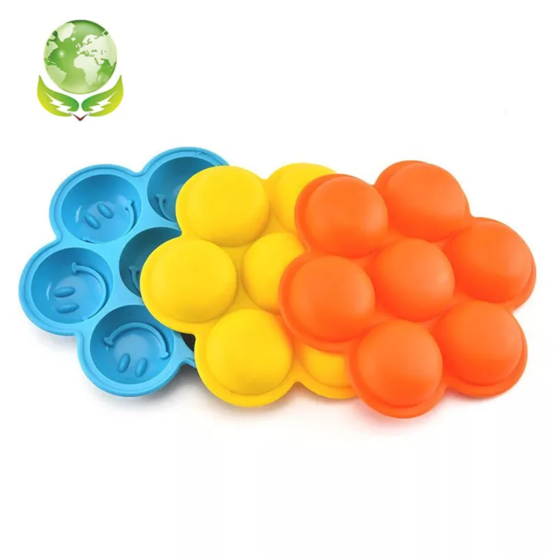 Silicone 7 cup smile face cake pan custom silicone soap molds
