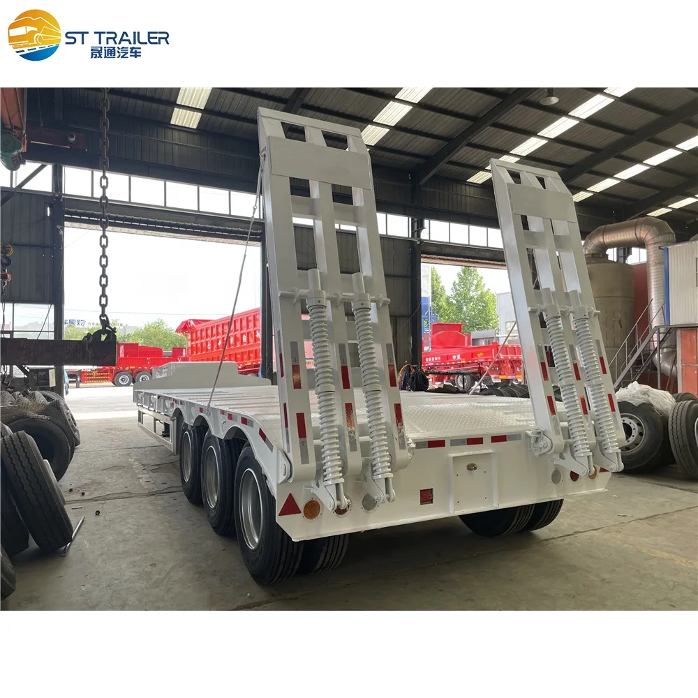 Transportation Engineering Machinery 3 Axles 4 Axles Body Widening Load 80 Ton 120 Ton Low Flatbed Truck Trailer Special Vehicle