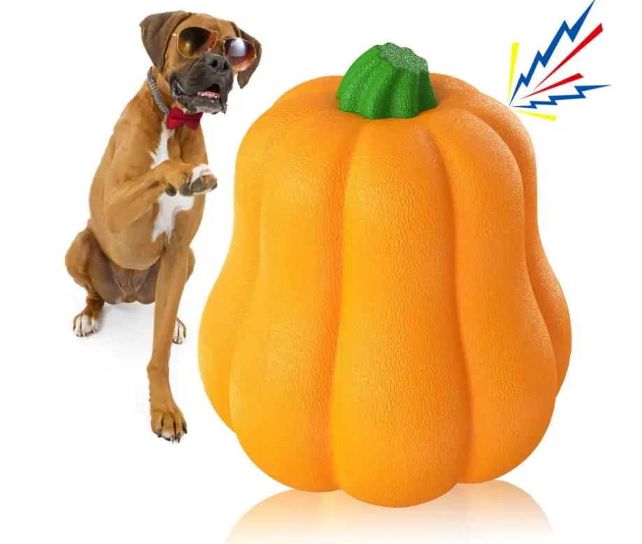 Vocalizing Teething Resistant Pumpkin Ball Dog Toy