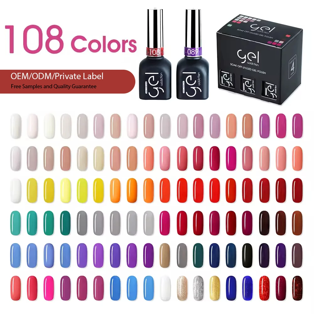 New 108 Color Nails Paint Salon Supplies Esmalte En Em Uv Gel Nail Art Nail Supplies 12mL Gel Polish Uas Soak Off Gel Polish Set