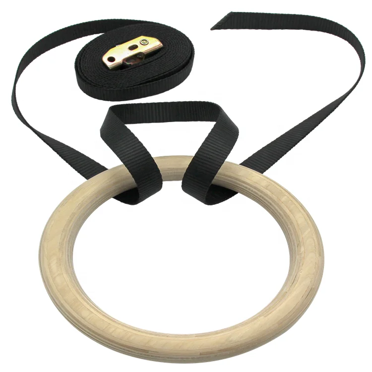 Gym Wooden Rings with Adjustable Straps 28mm 32mm Pull up Power Training Birch Circles Wood Gymnastics Ring