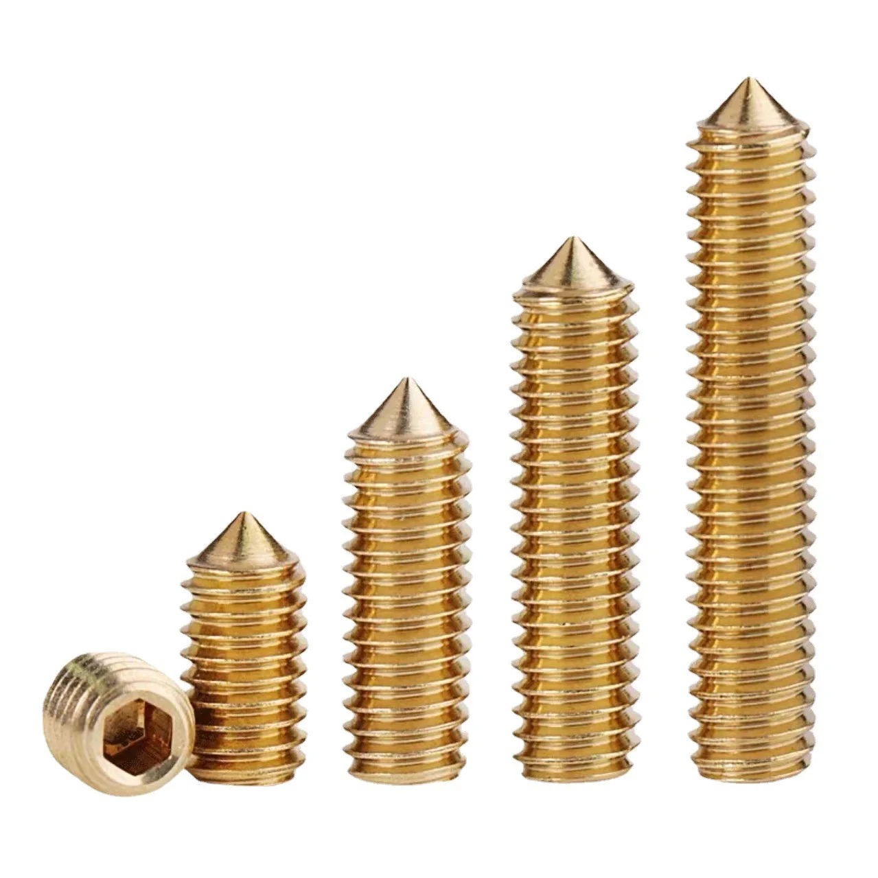 Brass Hexagon Socket Taper End Tighting Screw Copper Headless Tip Machine Meter Top Wire M3M4M5M6
