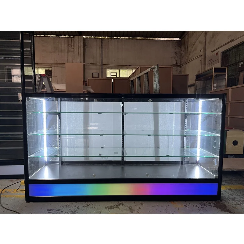 Smoke shop Display Counter 6 Feet Display Cabinets with LED Light Luxury Glass Display Showcase for Jewelry Shop Hot Sales