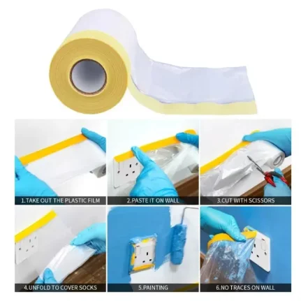 Masking Film Dust Protection for Painting Furniture Protect Covering With Masking Tape