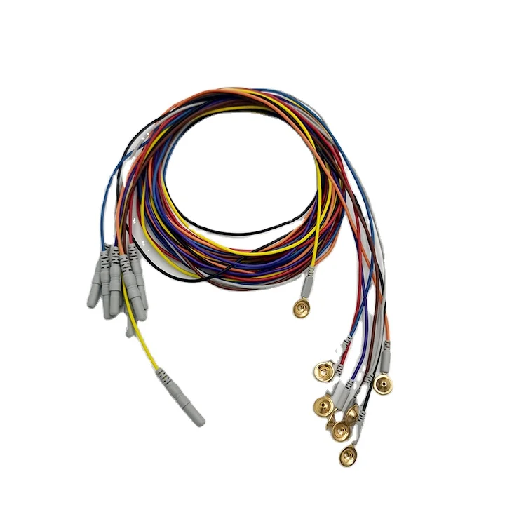 
 Dongguan medical Din 1,5 мм соединитель, позолоченный или посеребренный Хлоридный электрод, чашка EEG электрод, цветной кабель, свинцовый провод  