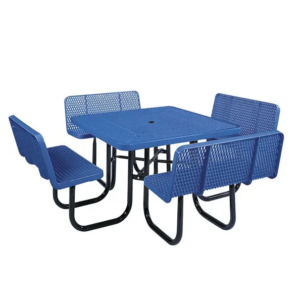 Wholesale garden furniture outdoor thermoplastic coating steel tables and chairs with parasol