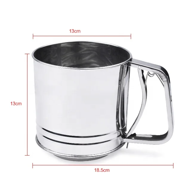 Mesh Sieve Cup Hand-pressed Bake Tool Flour Sifter Stainless Steel Handheld Flour Screen Baking Sifter