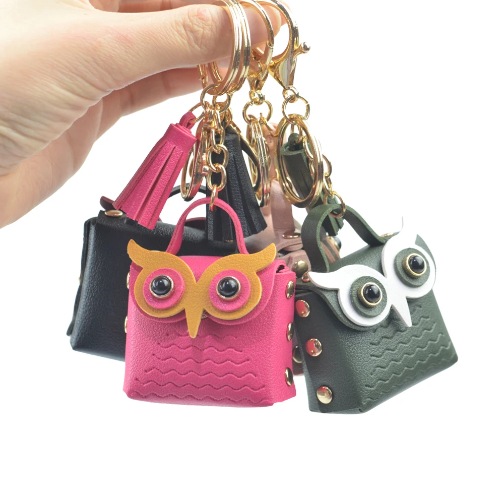 Custom Owl Keychain Cute PU Leather Keychains