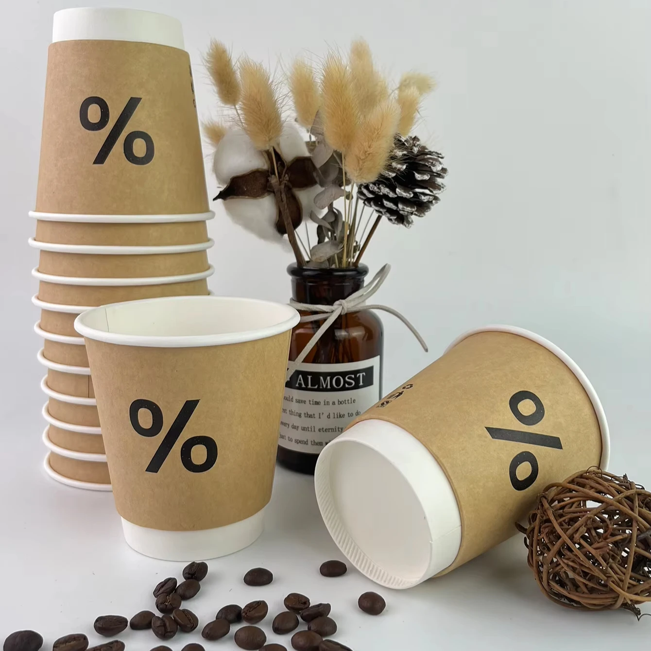 Custom LOGO Cafe Takeaway Cardboard 8oz 10oz12oz 16 oz Cup For Hot Drink Single Double Wall Disposable Paper Coffee Cup With Lid