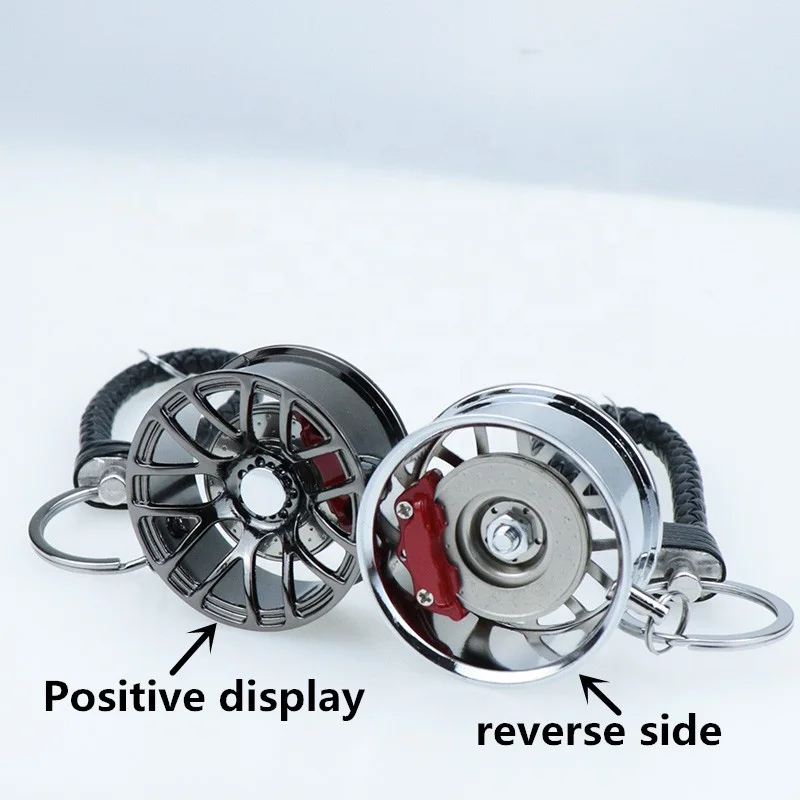 Car supplies wheel keychain with brake disc metal keychain modified car accessories JDM style accessories