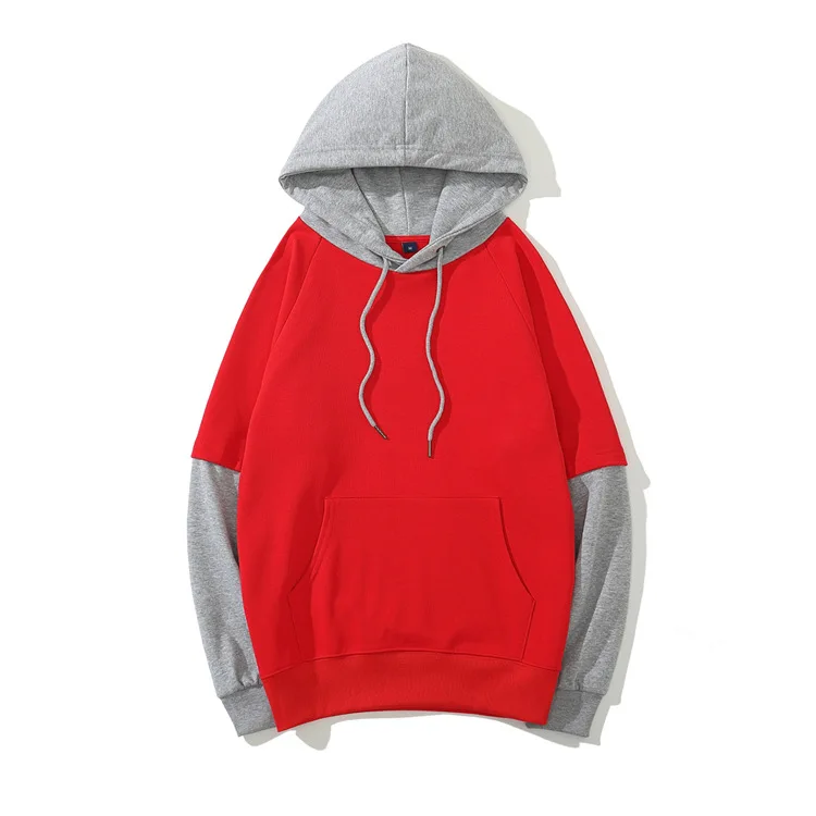 JACKETOWN New Fashion Custom Long Sleeve Block Color Hoodie Pullover Hooded Sweatshirt Men