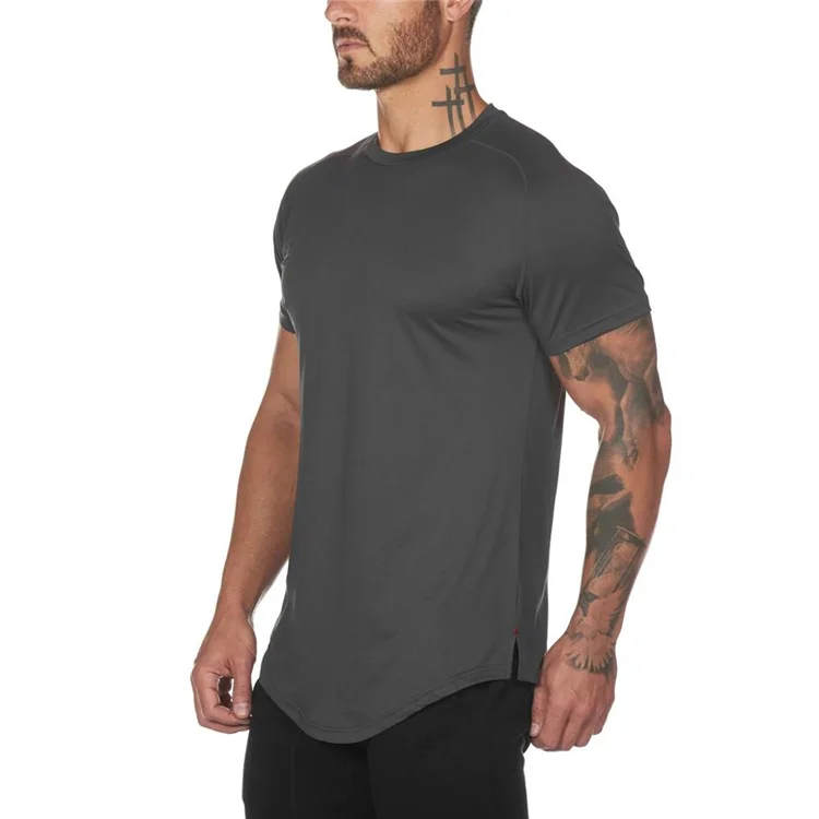 2021 Custom Logo Latest short sleeve custom gym wear t-shirts Dark Grey t shirt in bulk