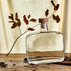 12oz square 345ml luxury brandy vodka tequila use liquor spirits glass bottle beverage drinking with bamboo cork screw cap