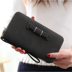 Bow-tie Purse Women Leather Wallet Female Cellphone Money Bag Clutch Card Ladies  Wallet