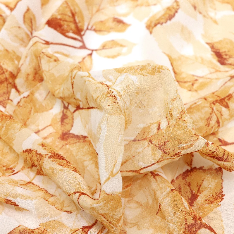 New Leaf Pattern Chiffon Calico Dress Silk Scarf Fabric High Quality Muslim Turban Fabric