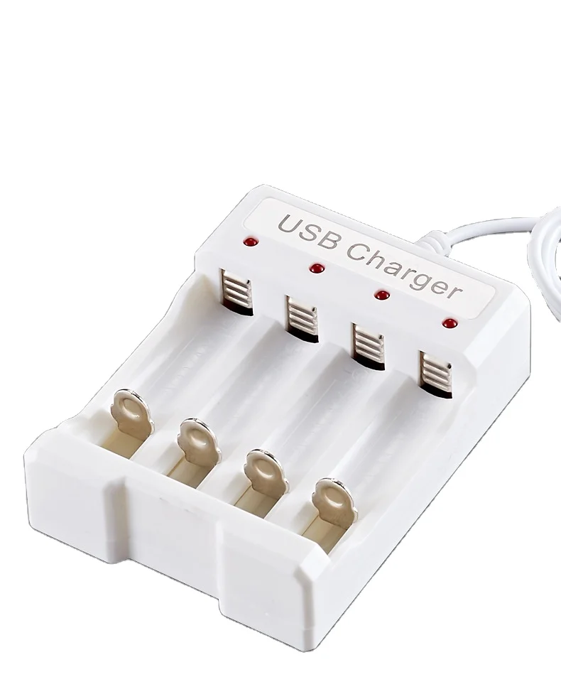 
Amazon hot sales Single Cell Ni-Cd Ni-MH Battery universal Charger 4 ports for AAA AA battery usb charger for digital products 
