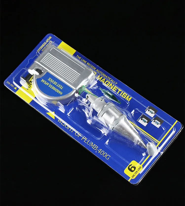 HYSTIC 6 Meters Retractable Line Reel Plumb Magnetic Force Measuring Tool with Hanging Wire Hammer Type Hole Digger