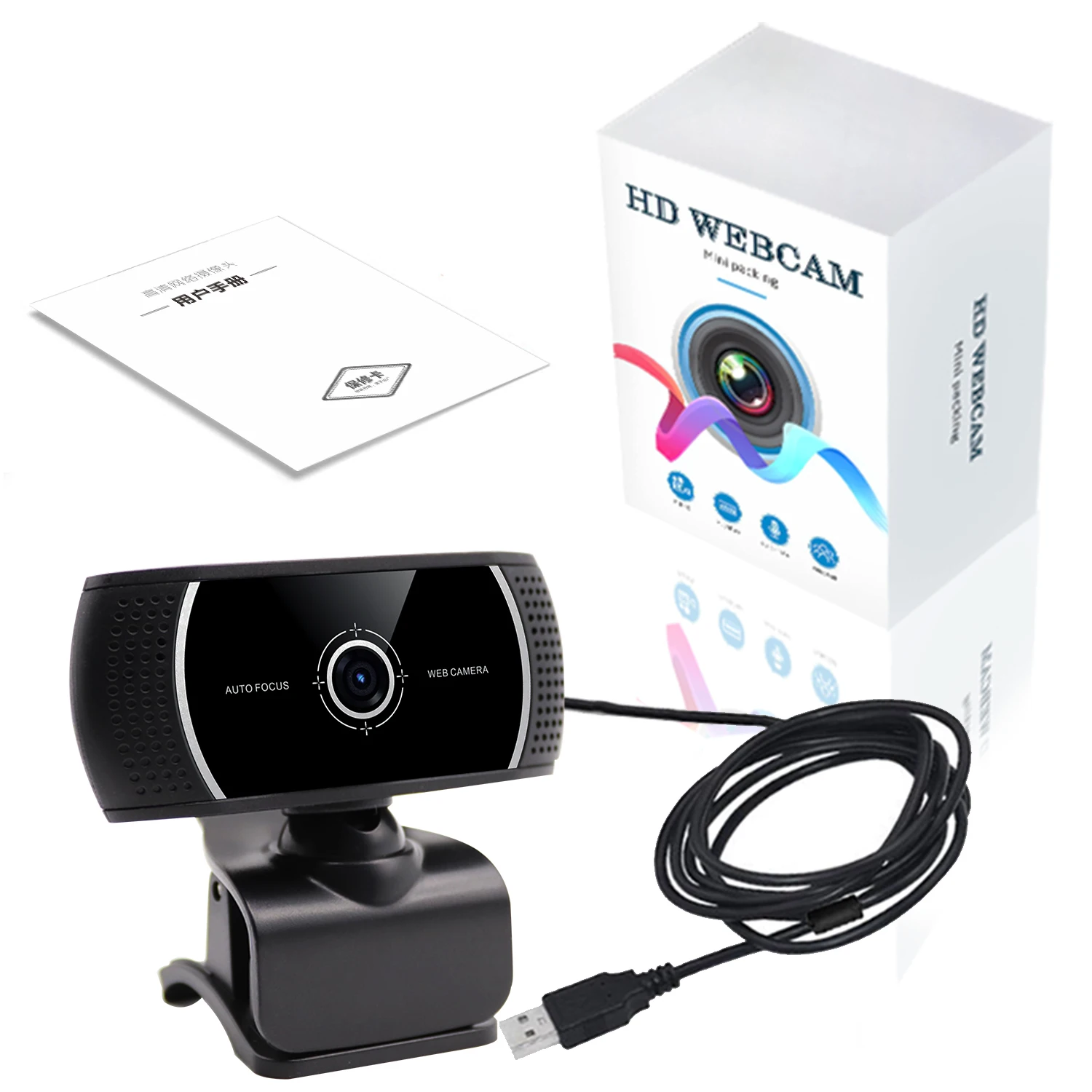 Manufacturer Hd 720p Mini Usb Live Streaming Webcam with Microphone Stock 4k Vlogging Camera HD Glass Lens 4k 180 Degree Webcam
