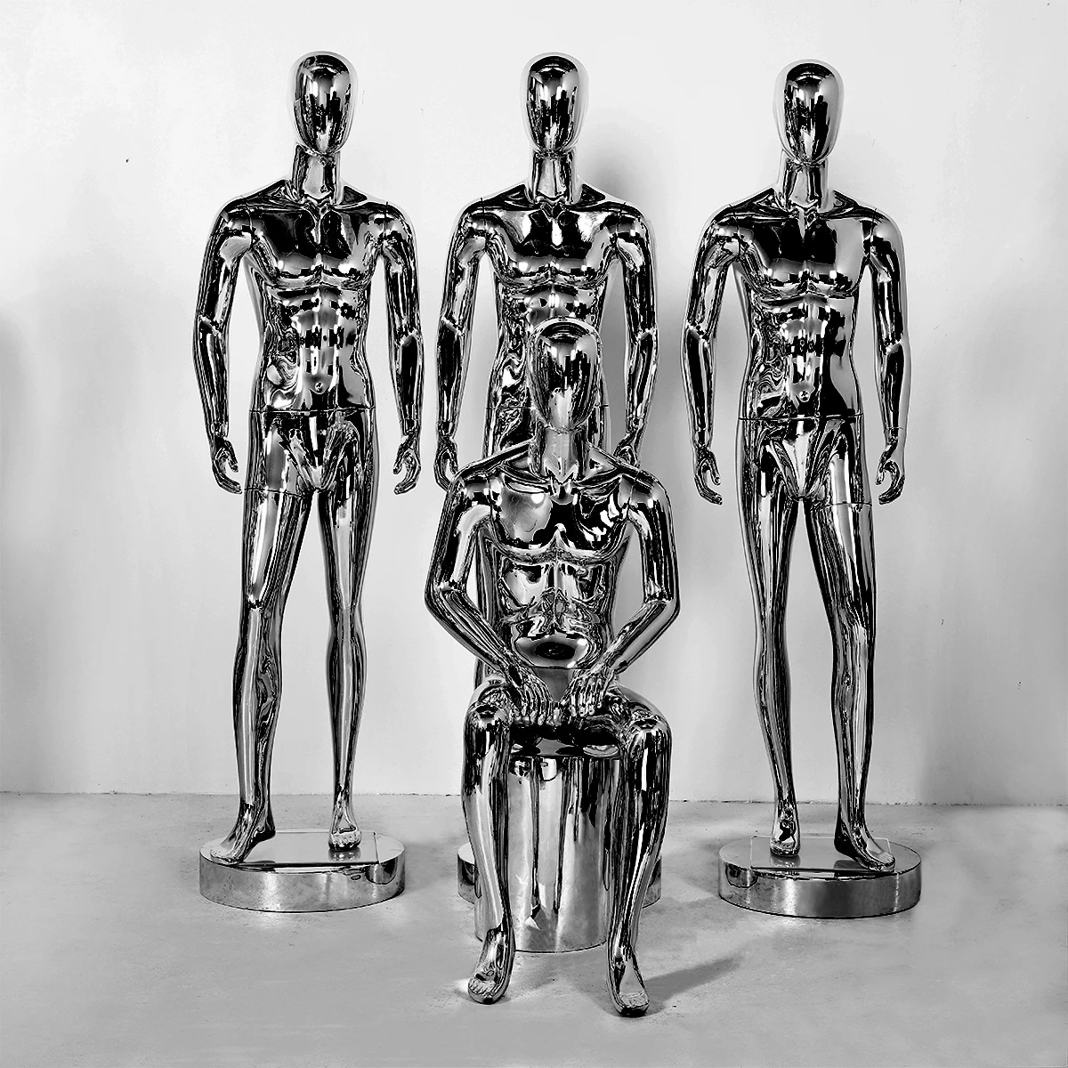 Wholesale Luxury Glossy Chrome Black Boutique Standing Men Luxury Suits Male Mannequin Full Body For Clothing Store