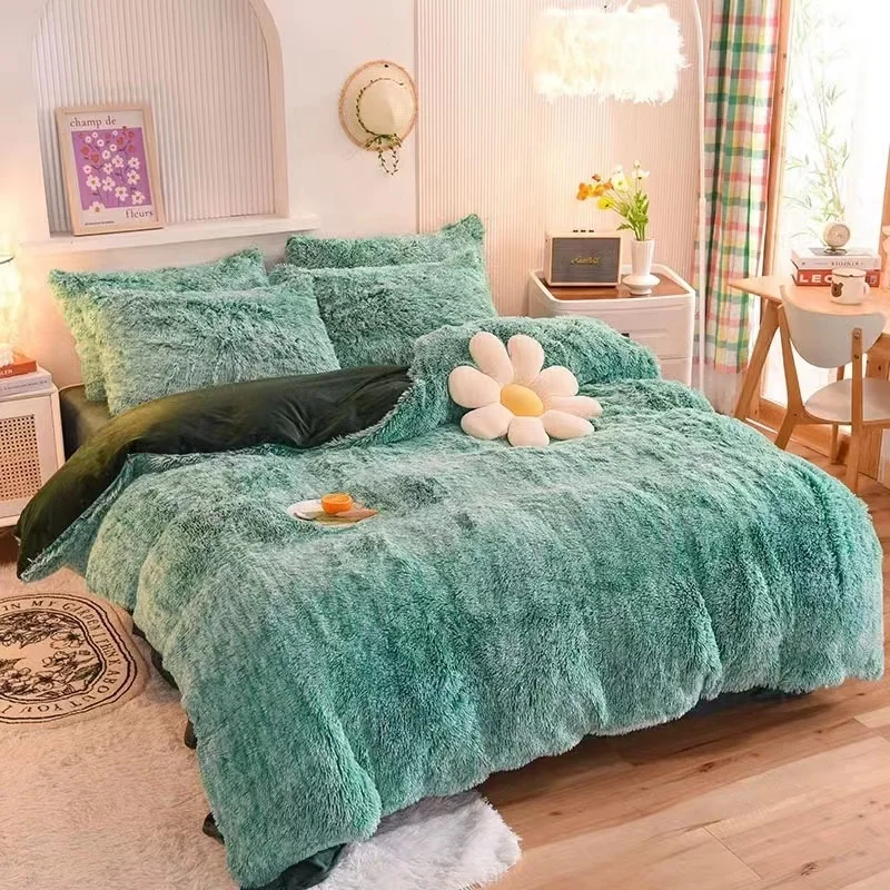 Queen Size Duvet Cover 1 Pcs Piece Comforter Set Bedding Satin Skirt Sheet Bed and Mattress Cotton Velvet Bad