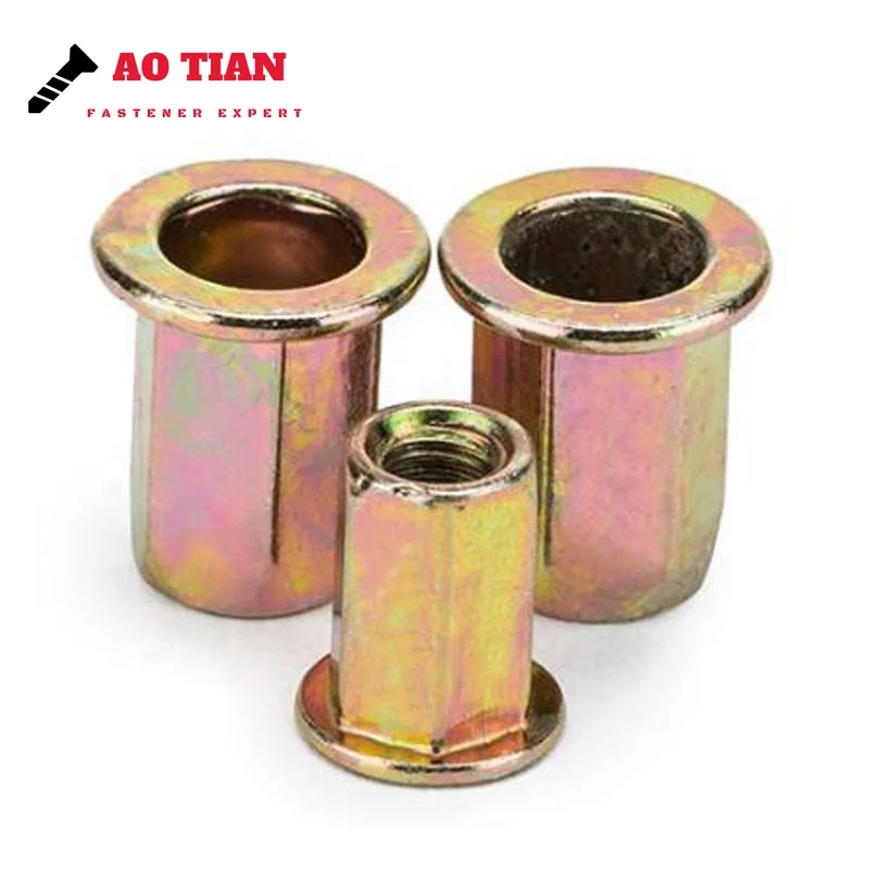 Factory Price Flat Head Full Hex Body zinc plated rivet nut For sheet matel