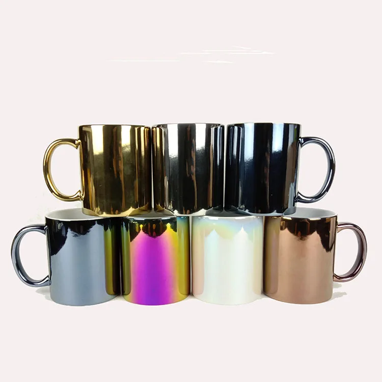 Hot Sell Cocopool Hunan Li-Ling Manufacturer  Wholesale 11oz New Bone China Electroplating Straight Coffee Mug Gift