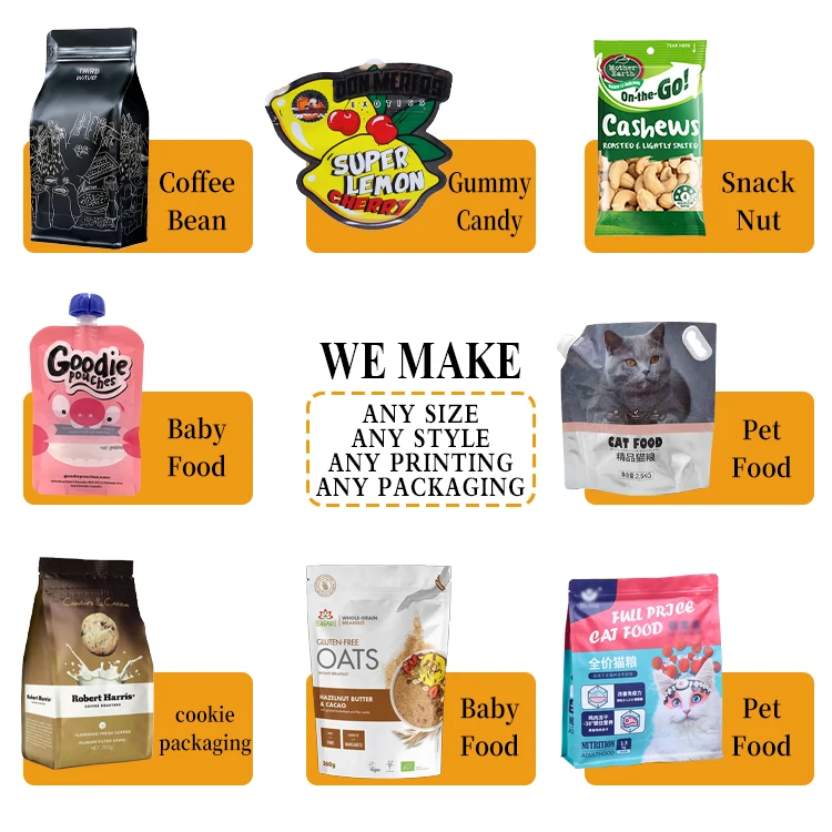 Wholesale Food Cookie Packaging Ziplock Smell Proof Custom Printed Aluminum Foil Mylar Bags Stand Up Pouch