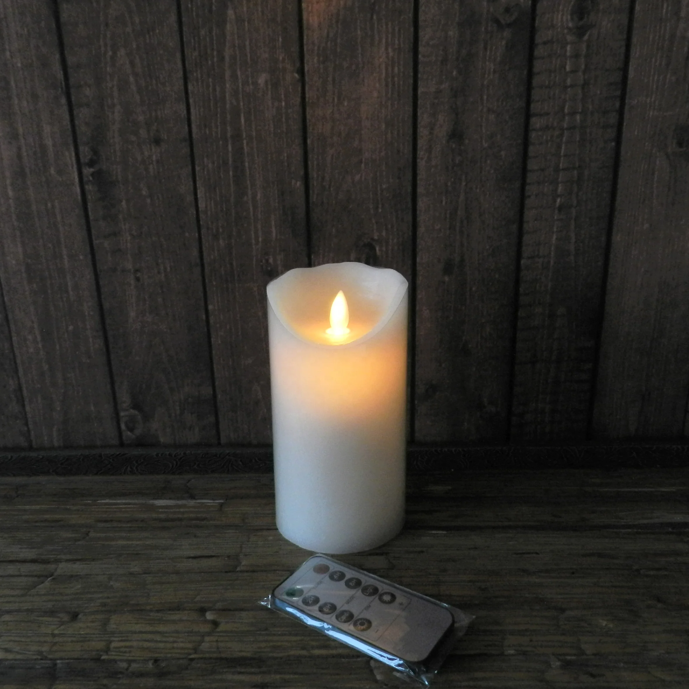 Dancing Flame Wax Pillar LED Candle with Remote Control, 3-1/4 X 6 Inch, Ivory