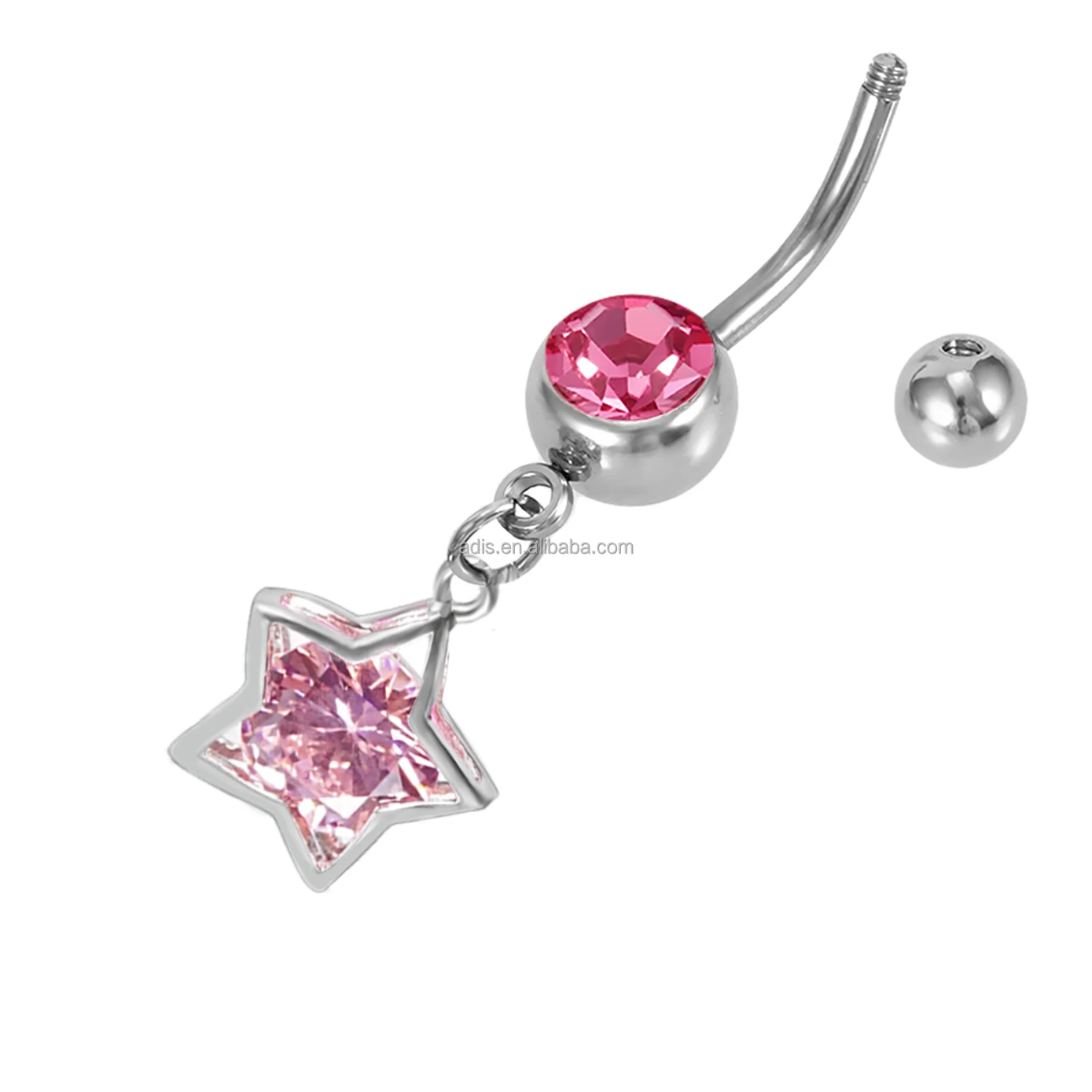 Dainty zircon belly ring wholesale fairy navel rings angel banana bar wing body piercing for women