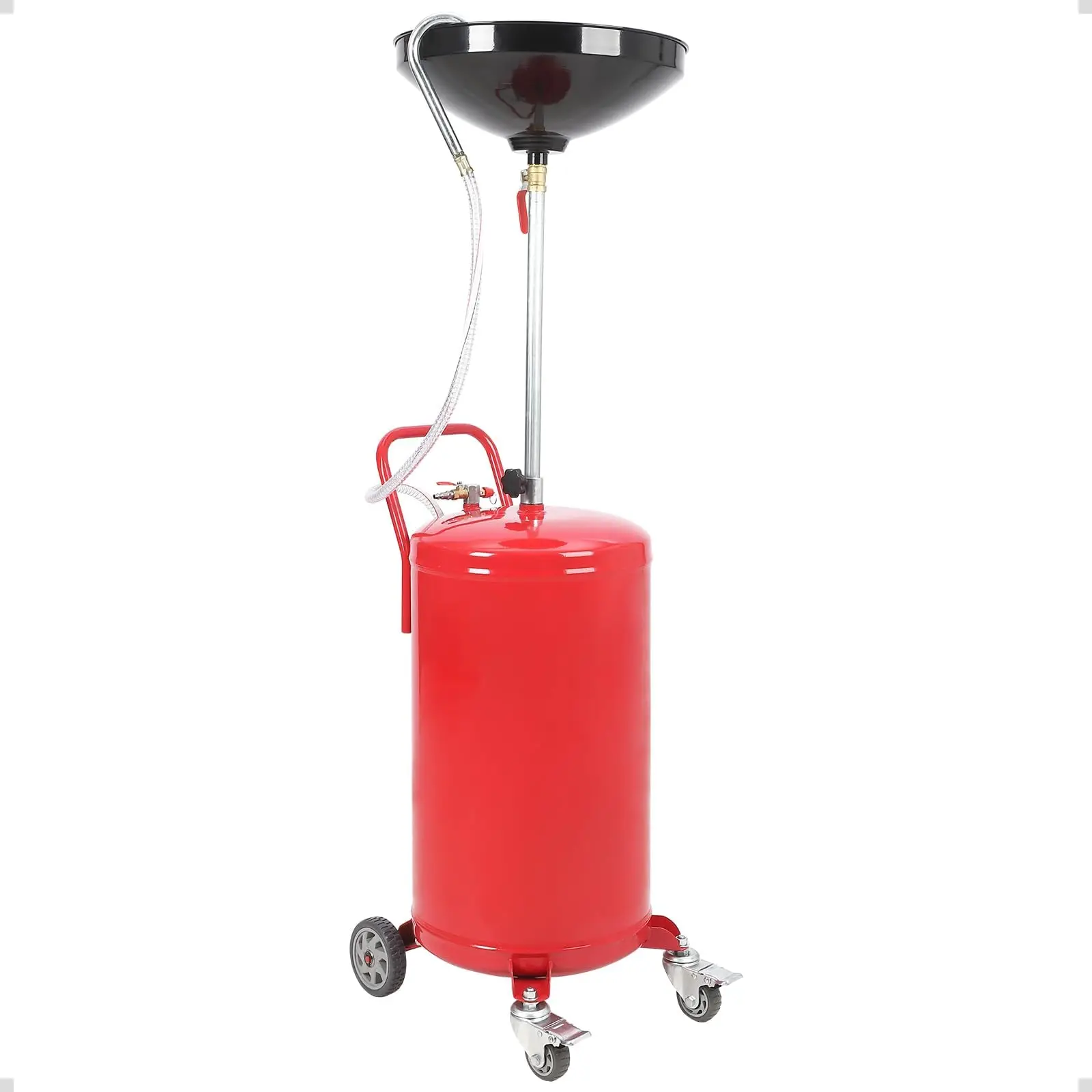 Adjustable Funnel Height Red 20 Gallon Air Operated Industrial Fluid Drain Tank Portable Waste Oil Drain With Wheel