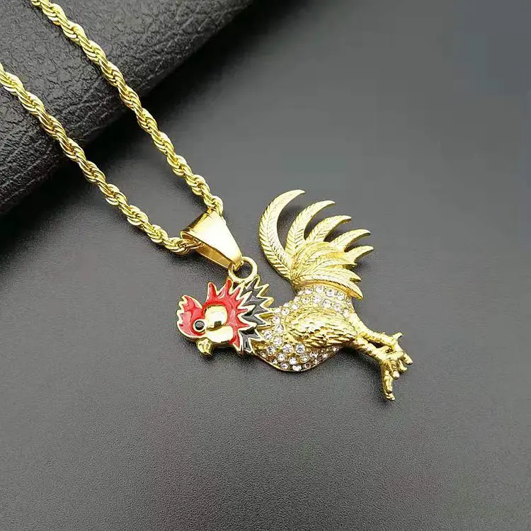Hot Sale Titanium Chicken Necklace Cheap Stainless Steel Animal Pendant