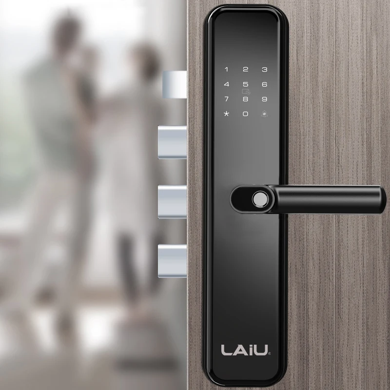 Laiu mortise biometric wifi app key card smart door lock with tuya function