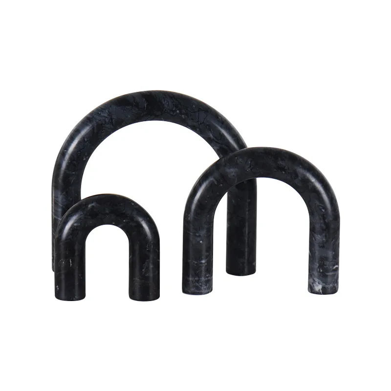 Modern marble U-shaped black decoration creative Hotel Villa high-end crafts home accessories