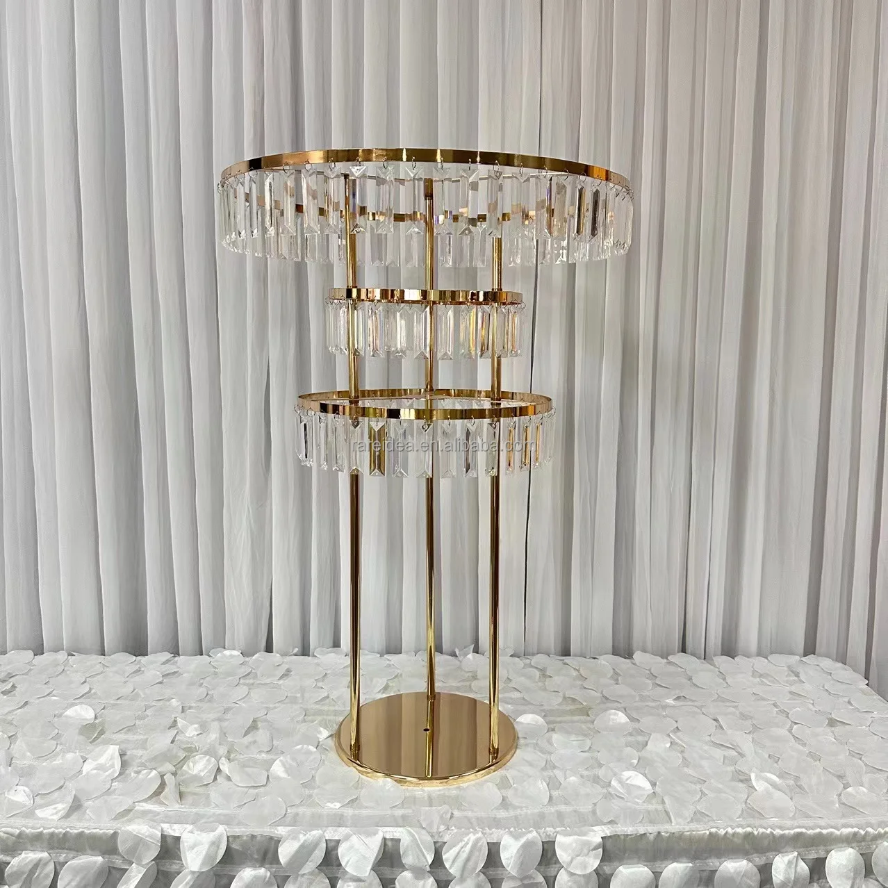 Tall Gold Mental Crystal Wedding Centerpiece Table Decoration Flower Stand For Tables