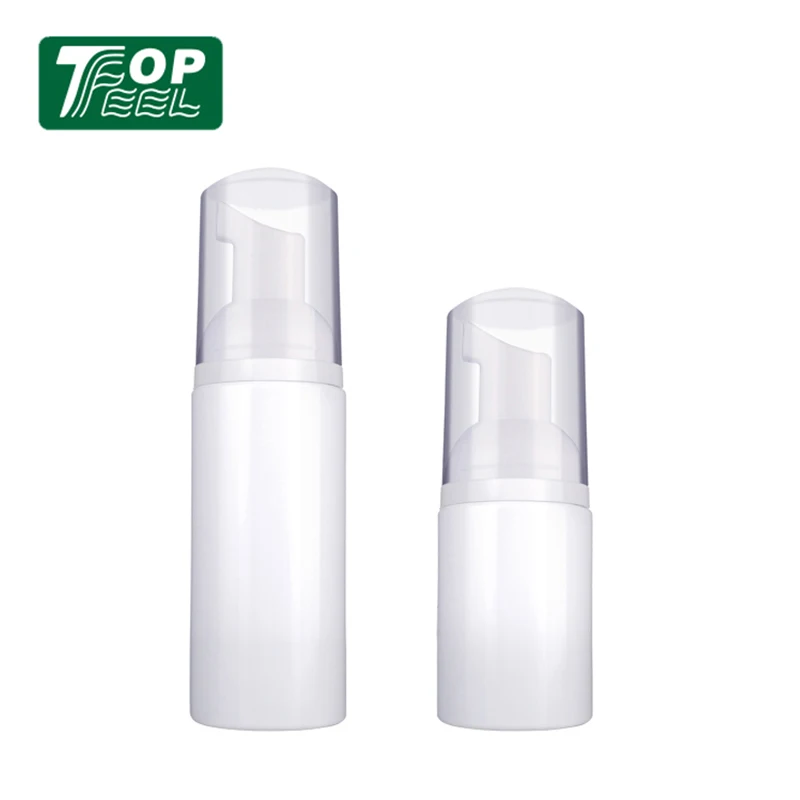 60ml 80ml 100ml Round solid white pet plastic foaming pump packaging bottle with foam pump